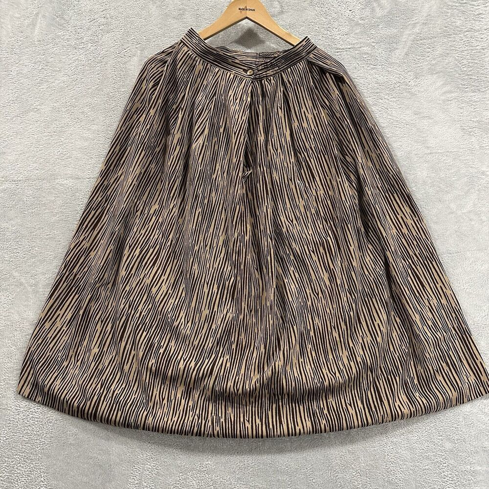 Reflections Skirt Women's 12 Midi Brown Geometric Cheetah Striped Polyester